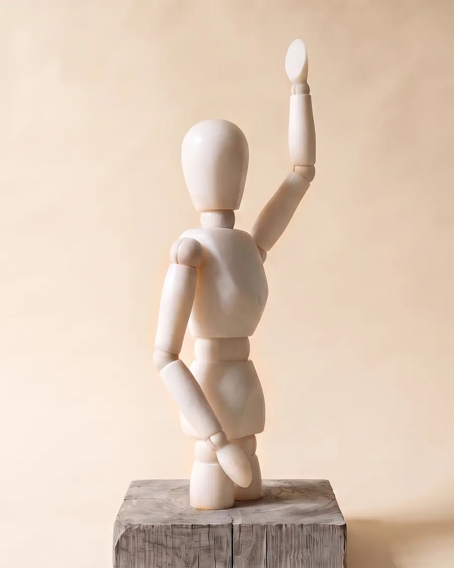 The site’s alabaster mannequin with its arm raised straight overhead
